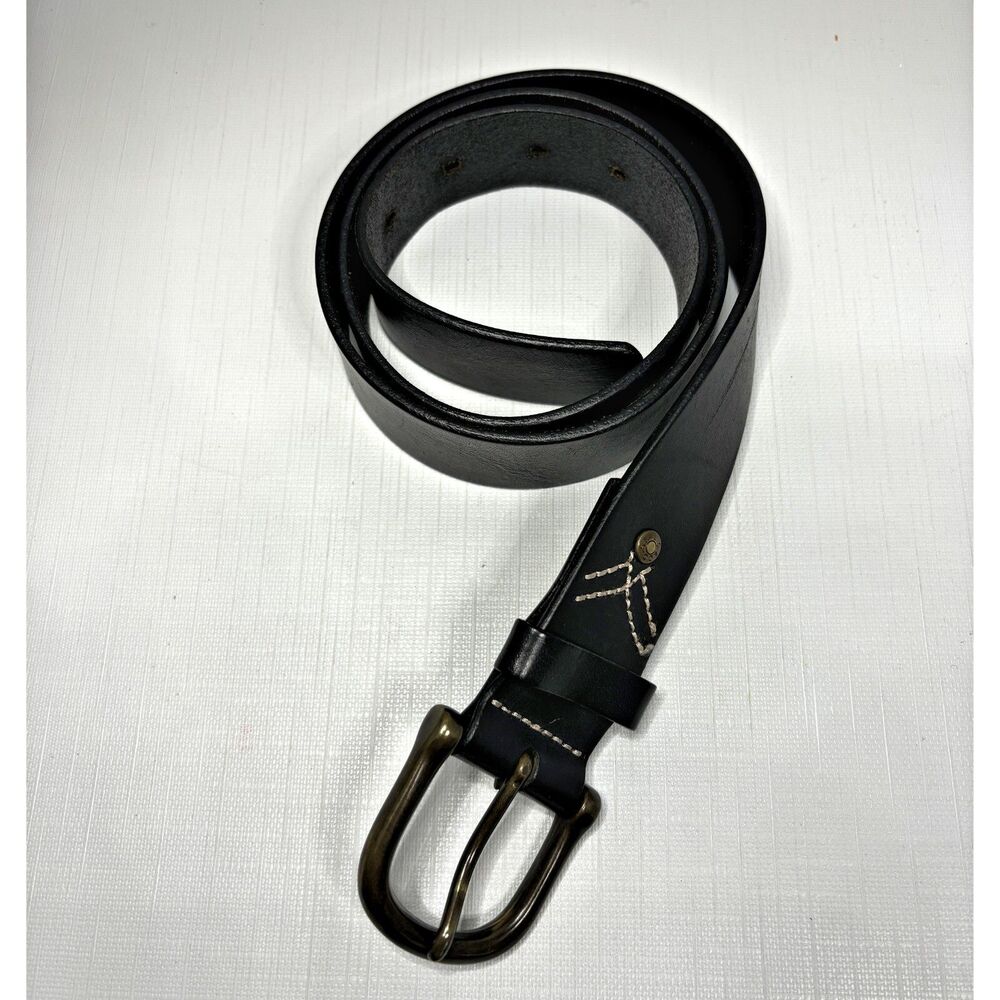 Levis Mens Black Leather Belt Large Genuine Full Grain 38 Casual Everyday Work